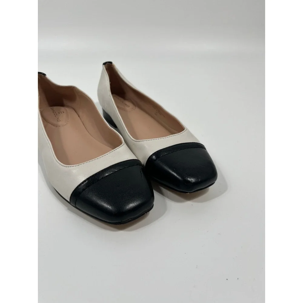 Bandolino Womens 5.5 Ballet Flats White Cap Toe Preppy Chic Minimalist Office